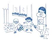 Kids playing outside with parent watching.