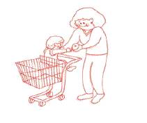 Mother is teaching the child about shopping.